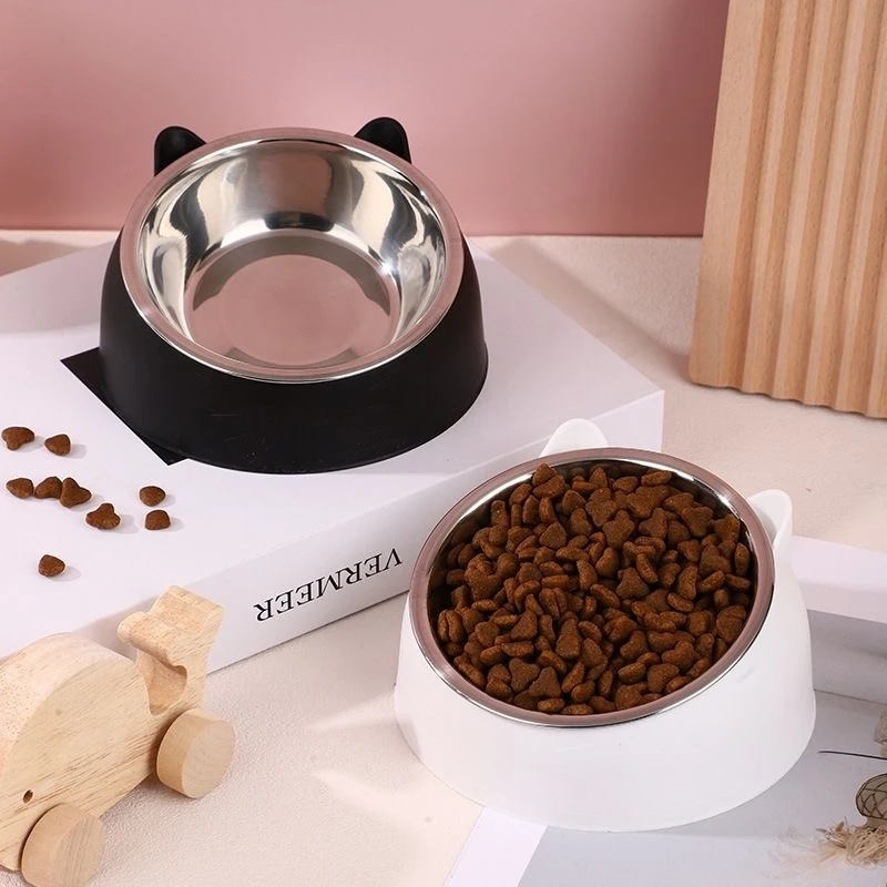 15 ° Schräge Katzennapf aus Edelstahl, rutschfeste Basis, auslaufsicherer Trinkwassernapf für Hunde – 100/200/400 ml, Nackenschutz – Detail 12