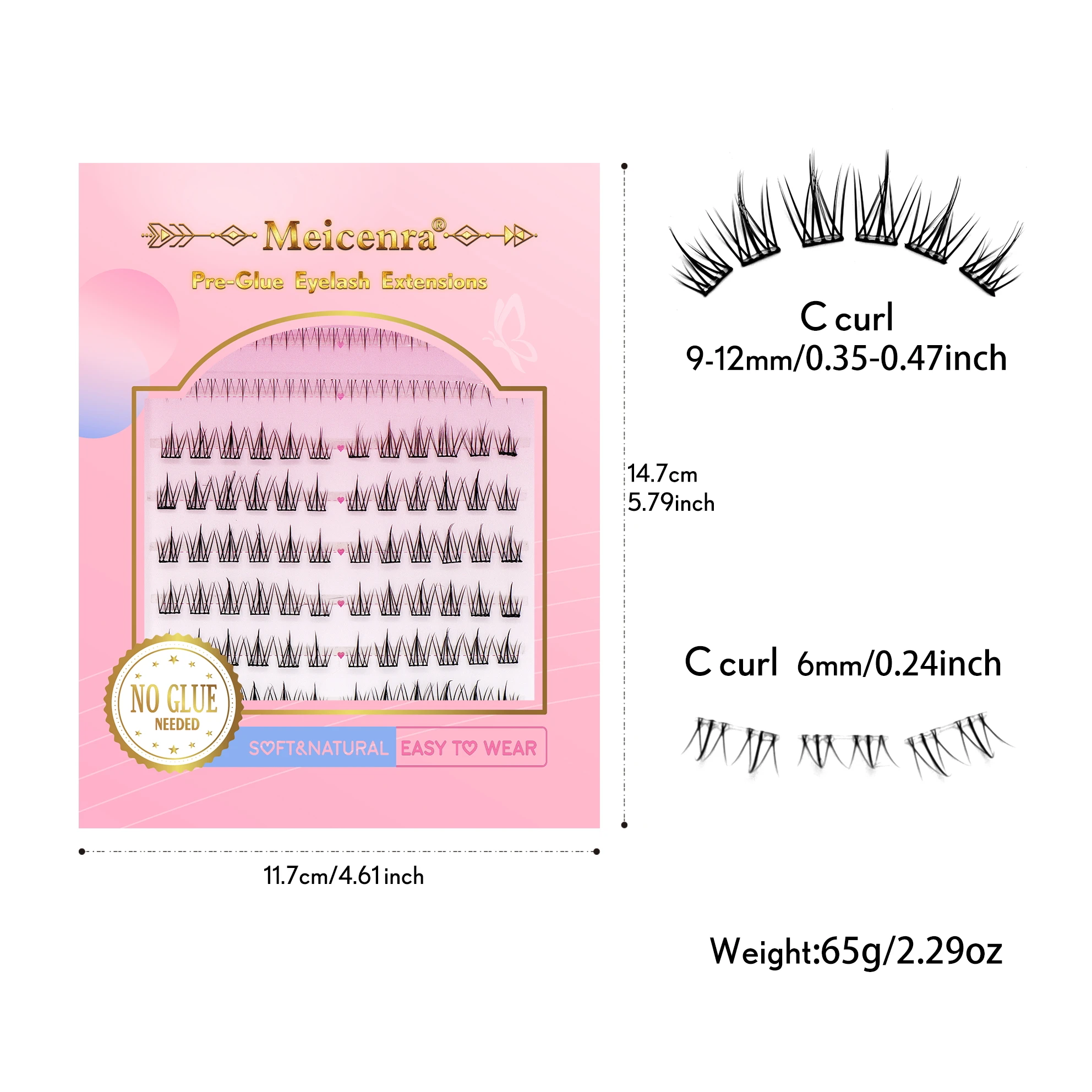 Self-Adhesive Cluster Eyelash Extensions Individual Beauty Makeup Enhancer for Eyes