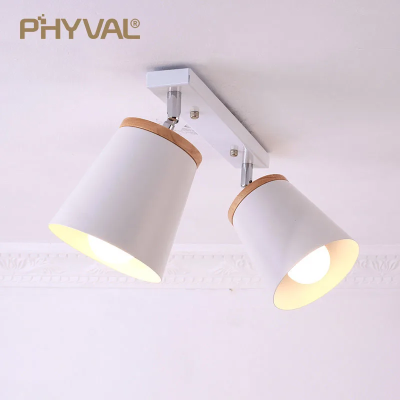 Nordic Modern Ceiling Lamps Bedroom Adjustable Lights Creative Study Aisle LED Wooden Wall Lamp And Ceiling Lamp Black And White