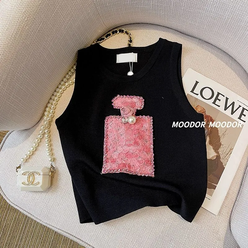 Summer Women Tank tops Luxury Designer Sleeveless Top Women Clothes Korean Fashion Girl Embroidered High end Sling Camls