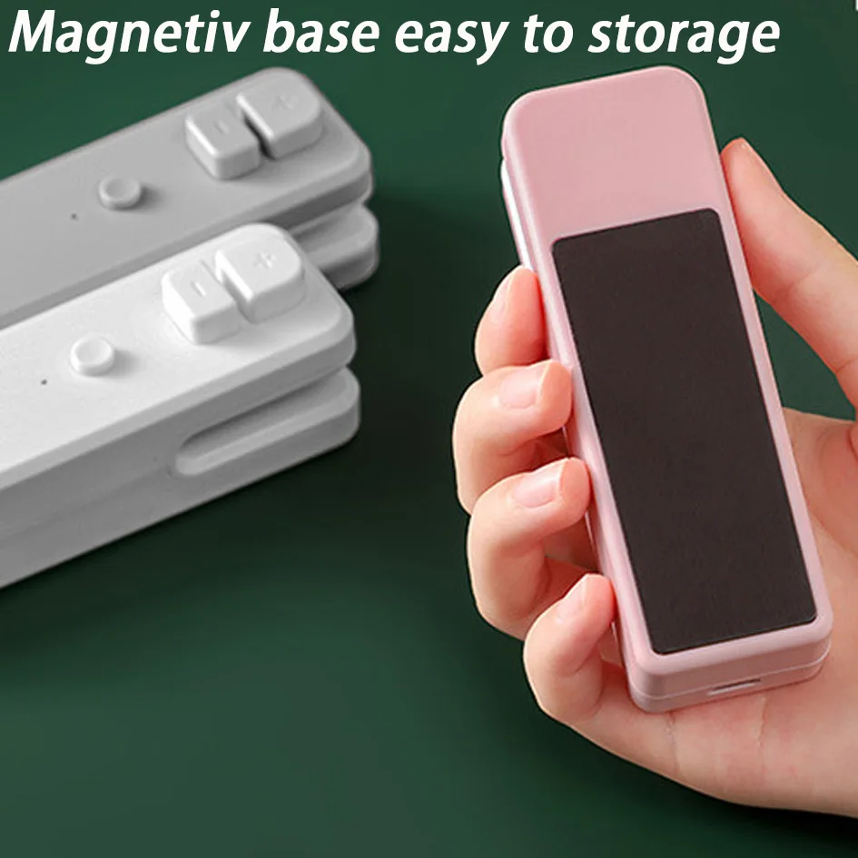 Mini selador magnético portátil do calor, Mini saco recarregável, Cortador para o saco de plástico do petisco, Branco, 400mAh