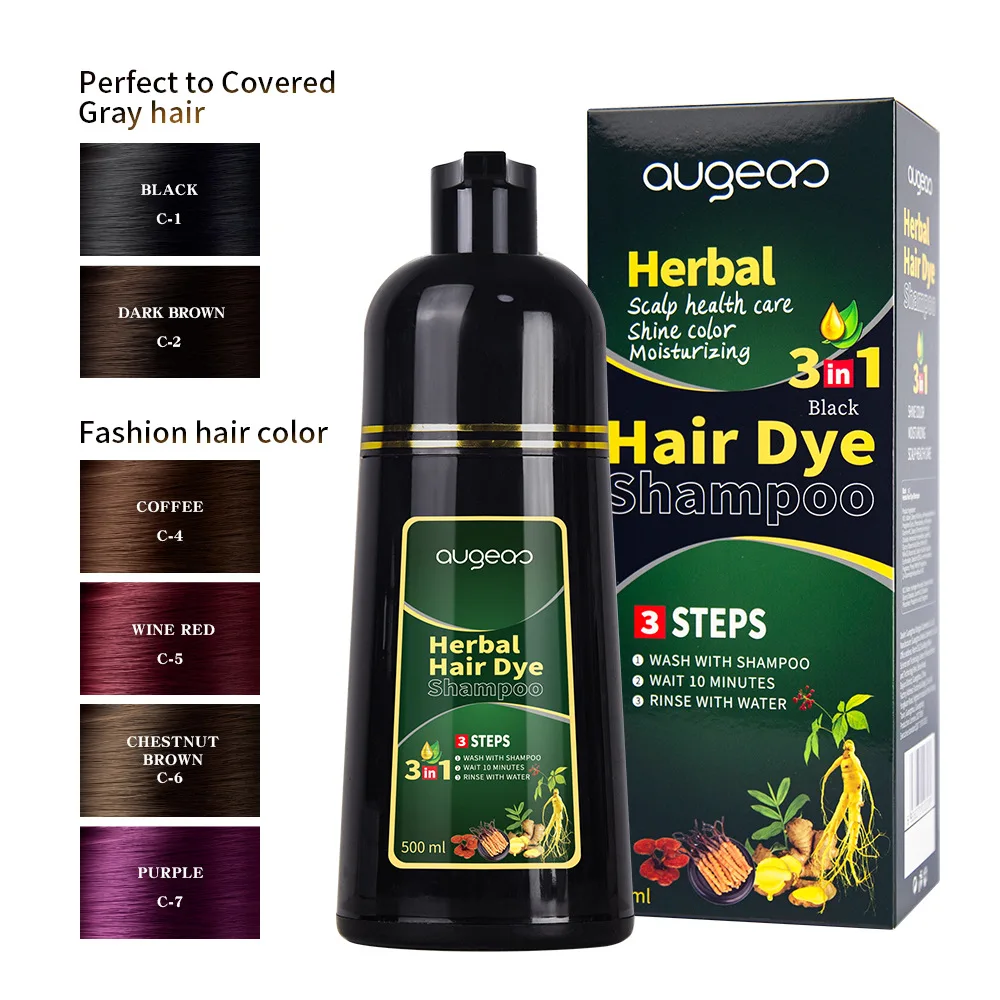 Natural Fast Hair Dye Hair Cream 3 In 1 Hair Dye Shampoo Cleaning Shampoo Plant Essence Cover Gray White Hair shampoo Women Men