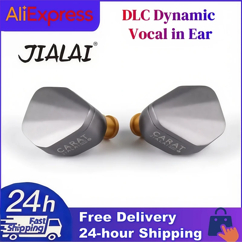 JIALAI Carat 10mm Titanium Plated HiFi Wired Earphone DLC Dynamic Vocal in Ear Music Monitor IEMs 0.78 2Pin Interface
