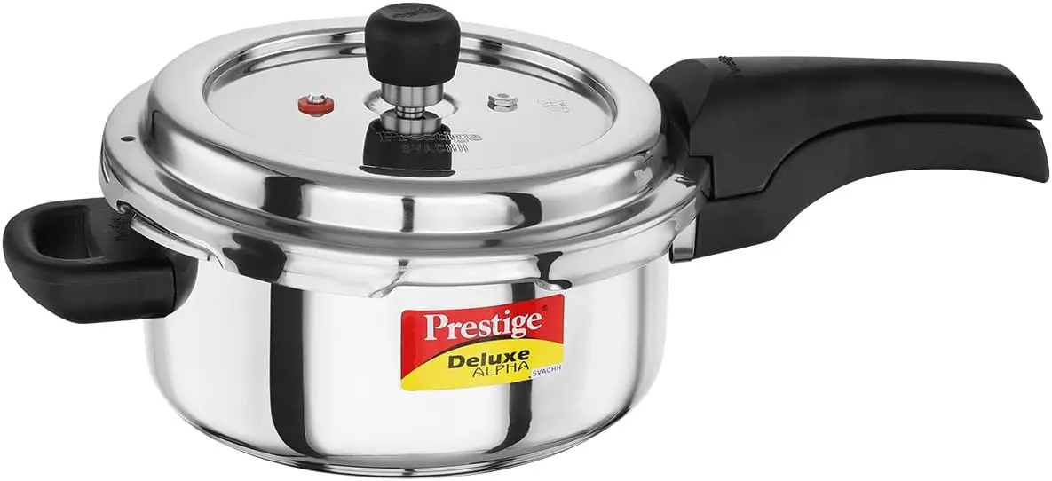 

3L Stainless Steel Pressure Cooker with Deep Lid & Spillage Control, Durable & Safe