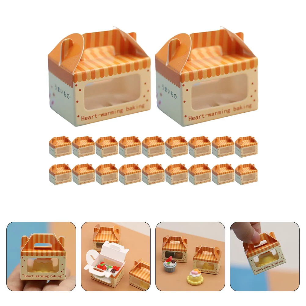 20pcs Mini Cake Boxes Toys 1:12 Dollhouse Accessories Simulation Dessert Toast Box Decor Miniature Prop Home Decor Unique Gift