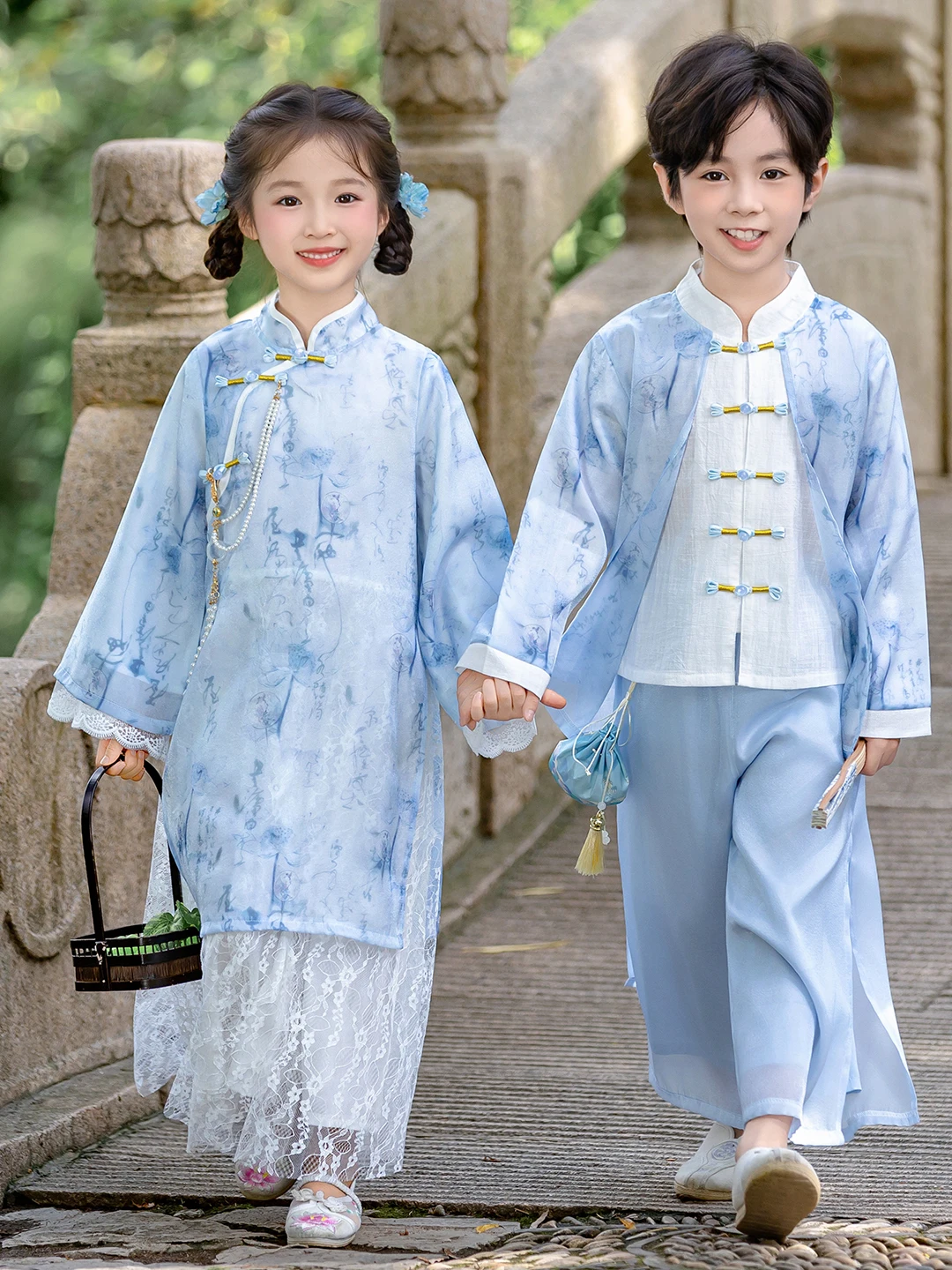 

Новый детский костюм в китайском стиле: танский костюм с длинным рукавом, принтованный, для выступлений, национальный традиционный наряд для изучения китайской культуры, весна-осень