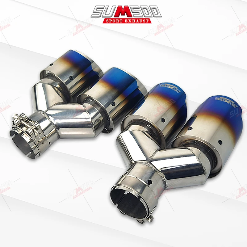 1PC Dual Burnt Blue Stainless Steel  Car Accessories Universal Auto Cars Exhaust Tip Double End Pipe For Modified Decoration