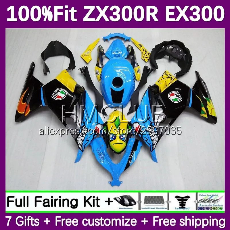 OEM ZX-3R For KAWASAKI NINJA EX300 EX ZX 300R 63No.18 ZX300R 2013 2014 2015 2016 2017 ZX3R 13 14 15 16 17 Fairing shark fish