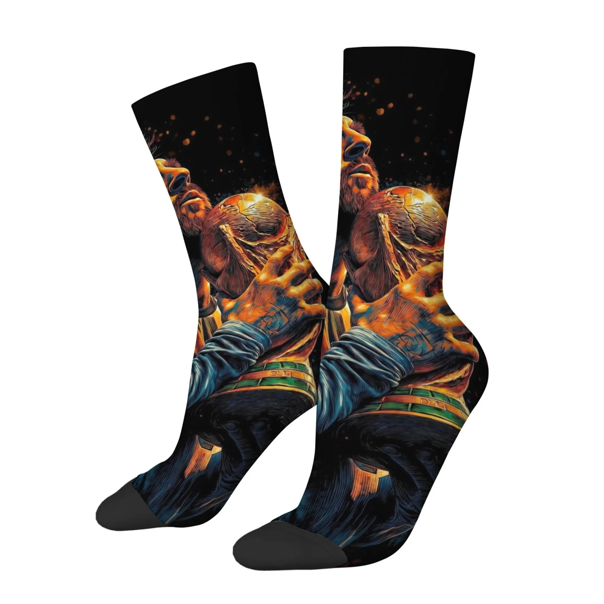 Messi Art Soccer Champion Men's Socks Retro Style Comfortable Breathable Casual Sports Socks Funny Novelty Happy Socks Gift