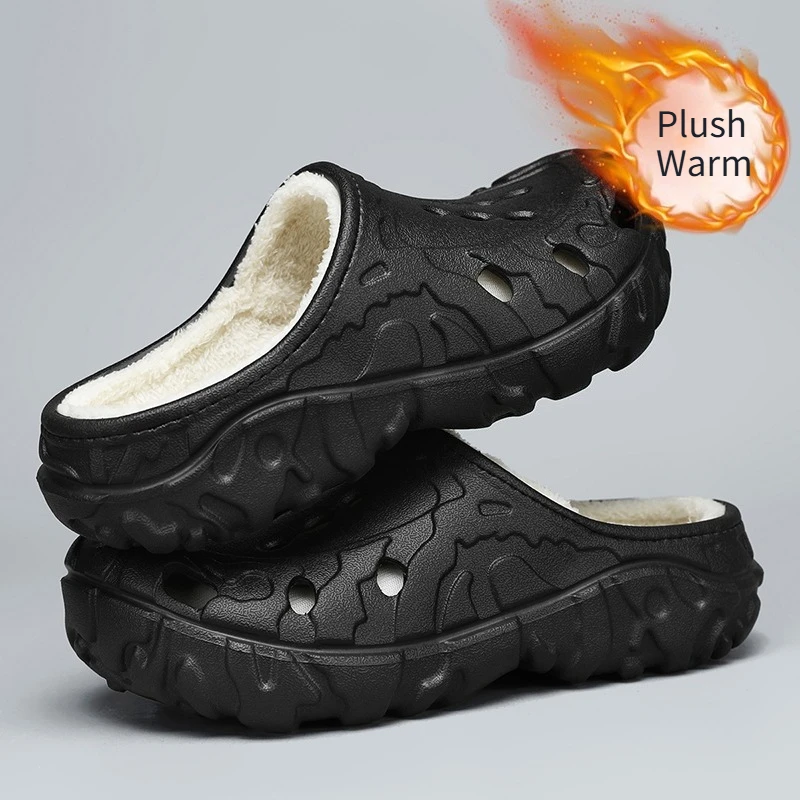 

Зимние мужские и женские меховые сабо, толстые бархатные теплые хлопковые тапочки, домашняя хлопковая обувь для пары, уличные пушистые шлепанцы