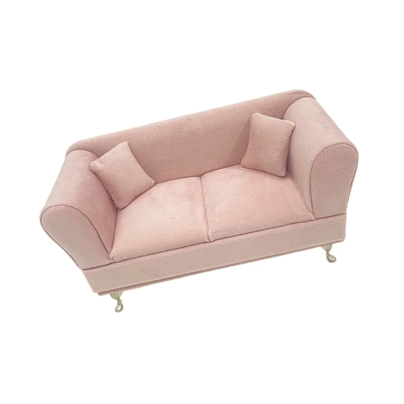 Sofá pelúcia miniatura, móveis brinquedo, escala 1/12, tecido armazenamento joias, 15UB