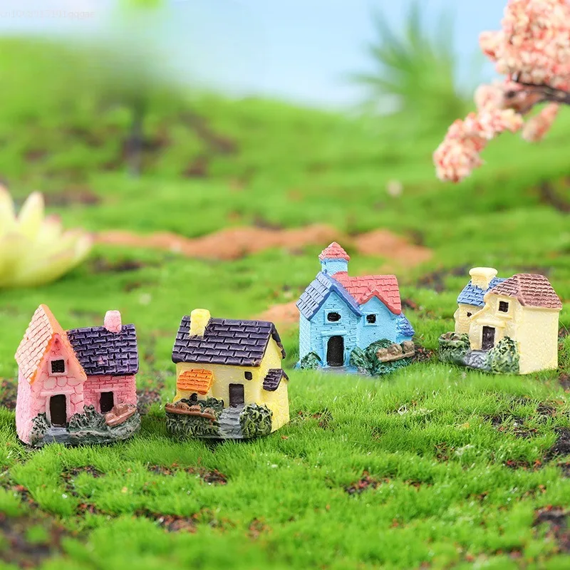 Mini Resin Small House Fairy Garden Miniatures Terrarium Figurines  Figure Moss Ornament Micro Landscape Decor Ornament