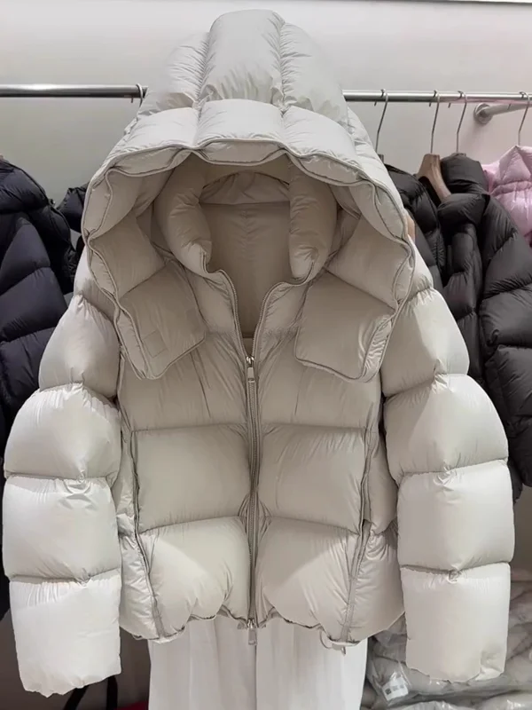 

Hooded Short Thickened Cotton Jacket Winter New Arrival Unique Stylish Small Size Women's Fashion Outerwear Zipper Closure Lo...