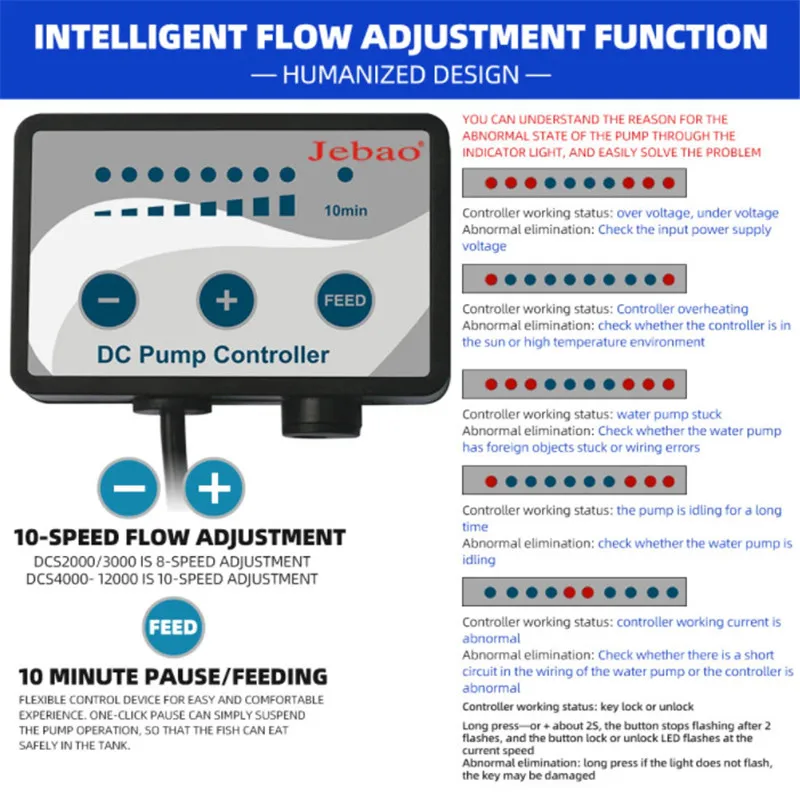 Jebao DCS Series Marine Fresh water Aquarium Water Pump DC24V 12W 20W 25W 30W 40W 55W 65W 80W return pump Quiet engine lift pump
