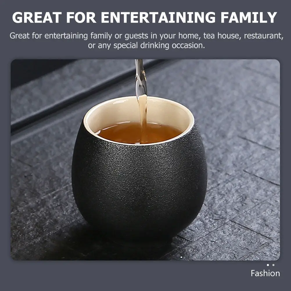 Taza de Té de Cerámica Negra, Diseño Simple para el Hogar, Casa de Té, Restaurante, Resistente a Altas Temperaturas, Inodora, Material Saludable, Tradicional
