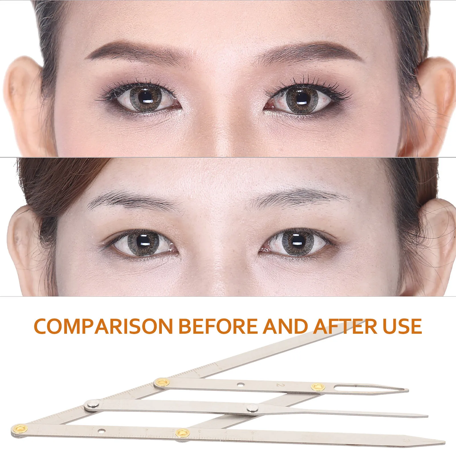 

1pc Sliding Three-Point Stainless Steel Eyebrow Ruler Golden Ratio Measuring Tool For Eyebrow Drawing Microblading Tattooing