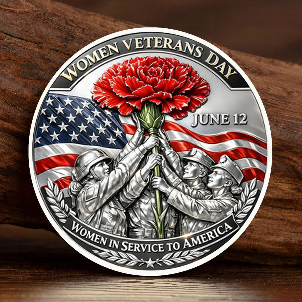 Woman Veteran Day Bravery Knows No Gender Silvery Plated Souvenir Coin June 12 Woman Is Service To America Collection Coin