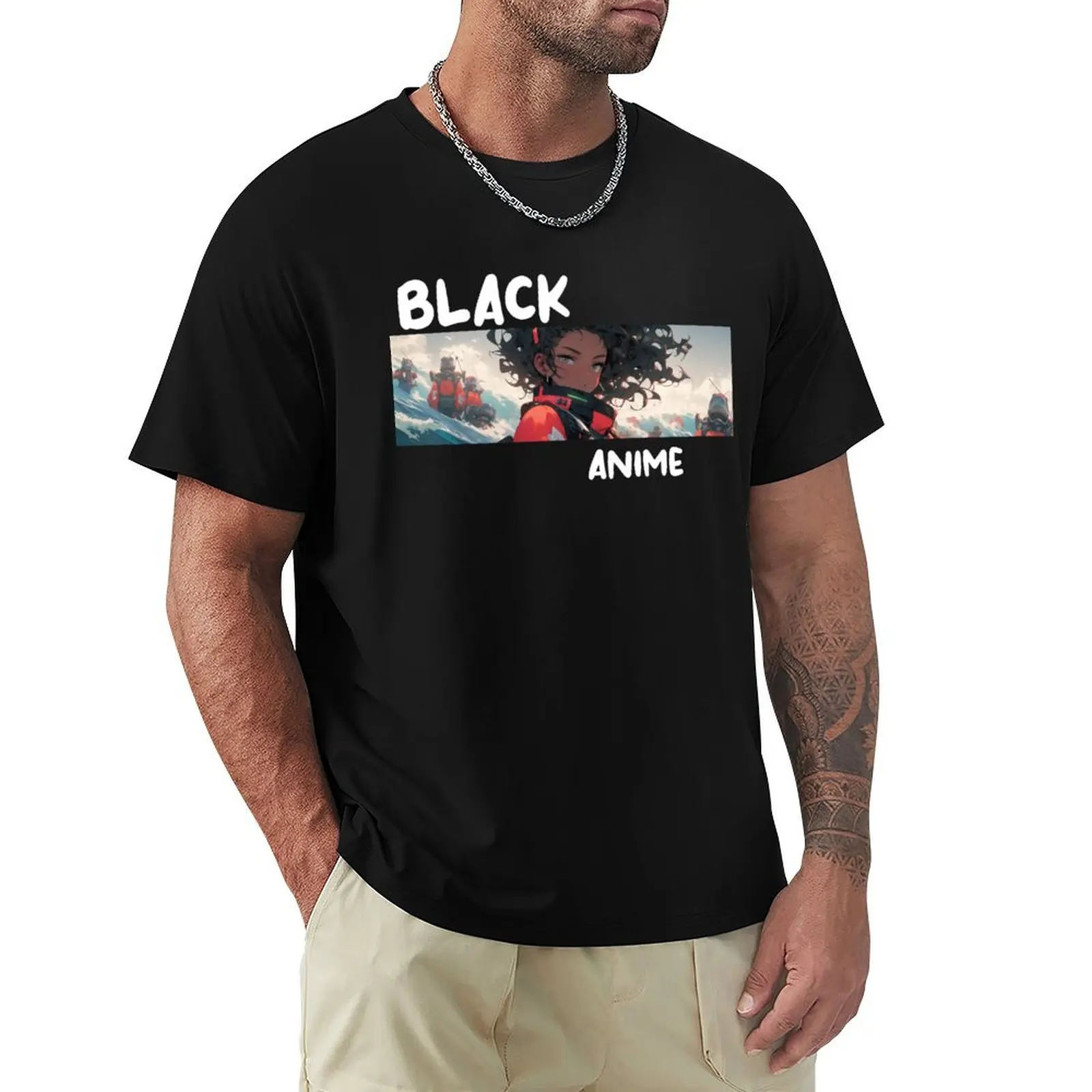 Black Anime 4 ver.1 T-Shirt man graphic t shirt T-Shirt