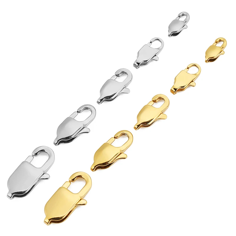 10pcs High End Quality Gold Stainless Steel Lobster Clasps Hooks End Connector for DIY Bracelet Necklace Jewelry Making Supplies