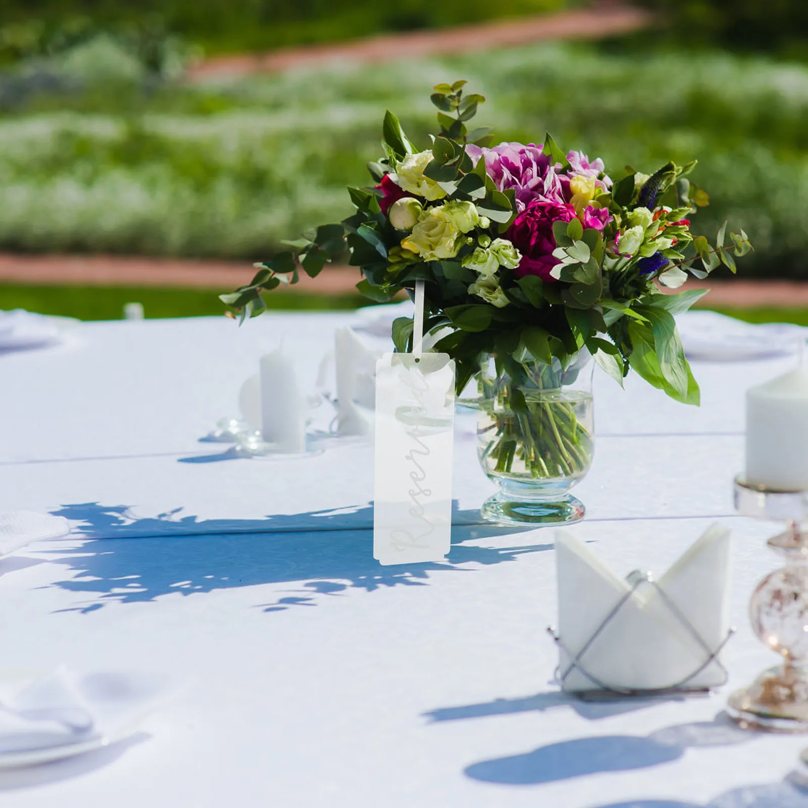 

5pcs Wedding Chair Signs Acrylic Transparent Reserved Seating Hanging Plaque Reusable Party Wedding Supply Seat Tags