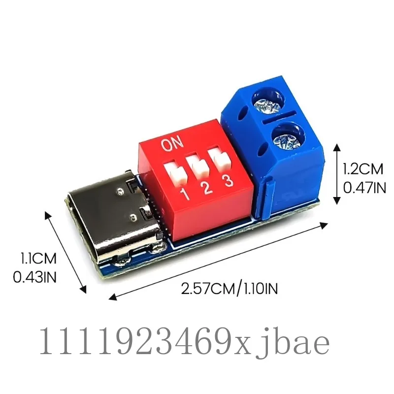 Type‑C PD QC Fast Charge Decoy Trigger Module, Adjustable Dial Supports 5V 9V 12V 20V Fixed Voltage Output