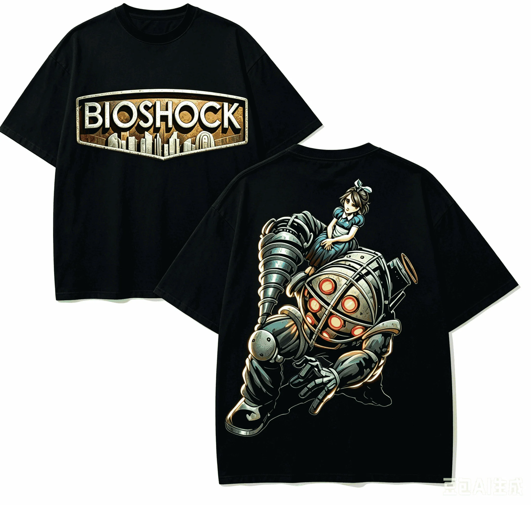Bioshock Anime Lover T-shirt Harajuku Cotton New Model High Street Retro Fashion Oversized Unisex hot product Breathable Couples