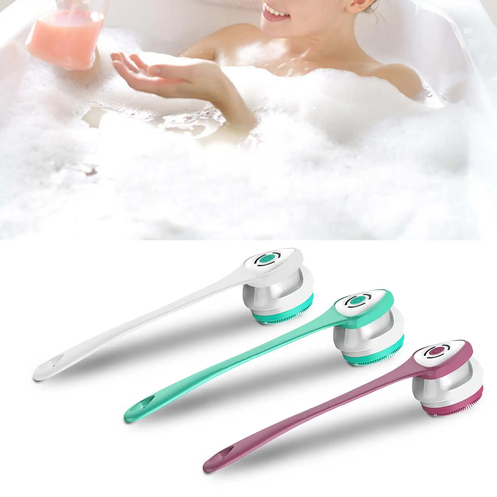 Portable body brush with long handle for cleaning the shower Cleaning in
