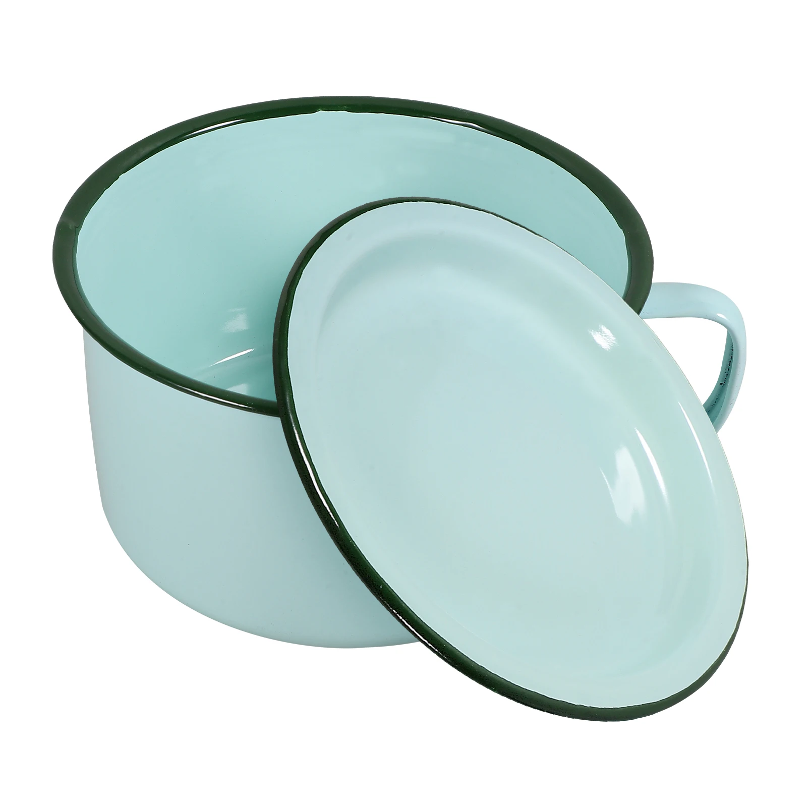 

1pcs Lidded Enamel Bowl Instant Bowl Multipurpose Tableware For Kitchen Home Large Retro Dessert Cereal Rice Bowls