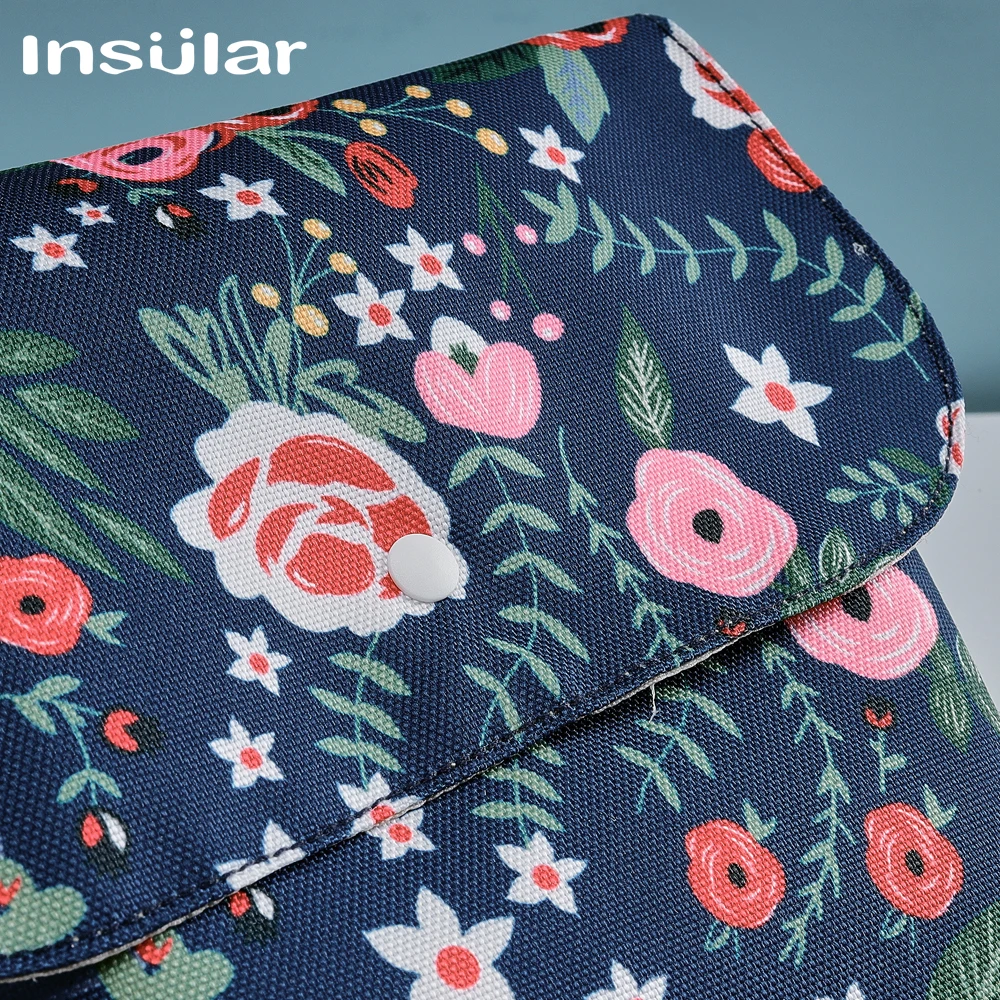 Bolsa de almacenamiento de pañales de tela aislante, multifuncional, reutilizable, impermeable, impresa, portátil, de gran capacidad