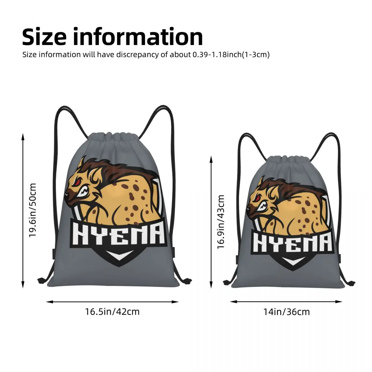 Hyena Logo Drawstring Bags Soccer Backpack Gym Sackpack String Bags for Working Out