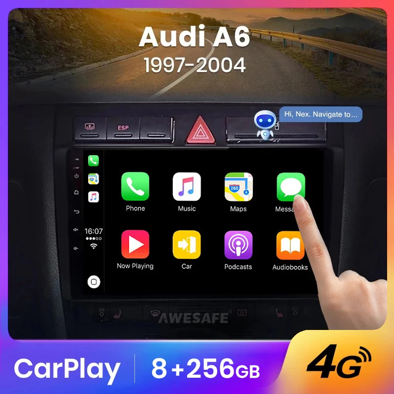 AWESAFE Wireless CarPlay Autoradio for Audi A6 C5 1997-2004 Car Radio Multimedia Player Android Auto Stereo GPS