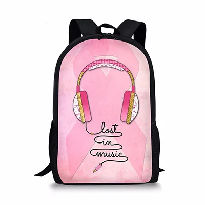 Tas punggung pola Headphone kreatif tas sekolah anak laki-laki perempuan tas buku siswa ransel kasual remaja ransel bepergian