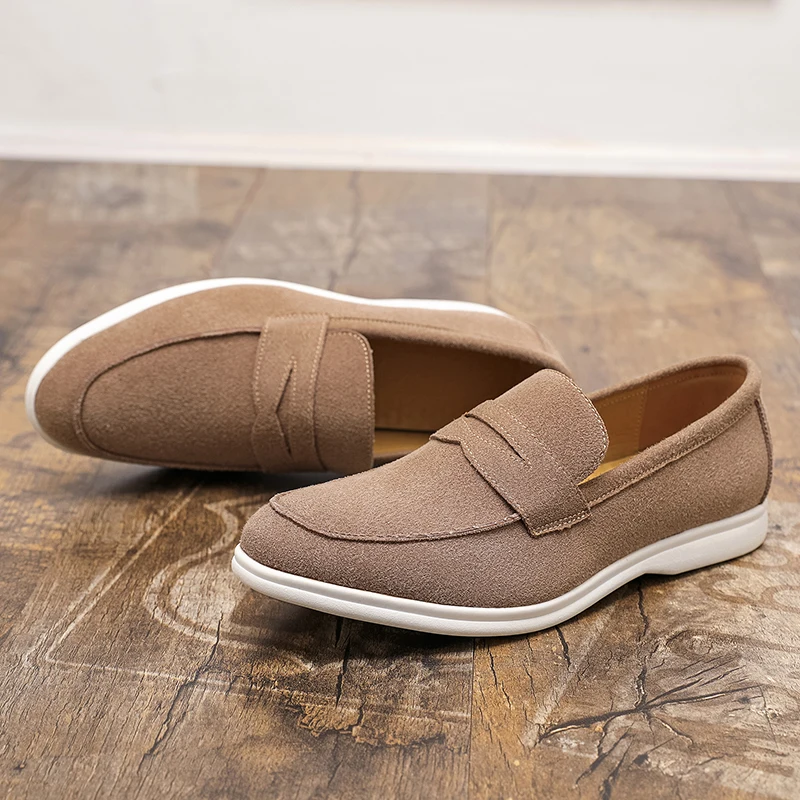 

Men Shoes Casual Business Loafers Black Beige Men Anti-suede Flat Comfortable Light Fashionable Small Leather Shoes Travel Shoes