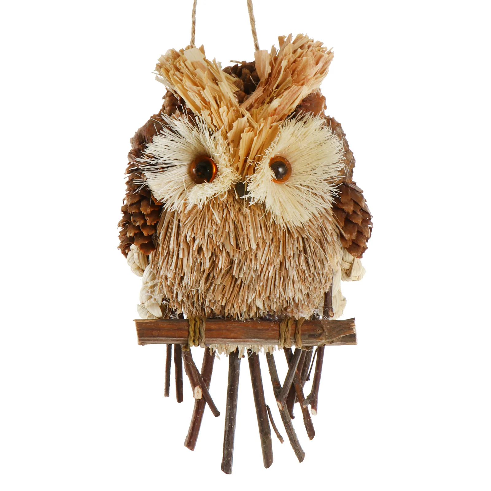 

Handwoven Owl Hanging Pendant Decor Straw Craft Wall Room Ornament for Home Office Space Interior Layout Decoration