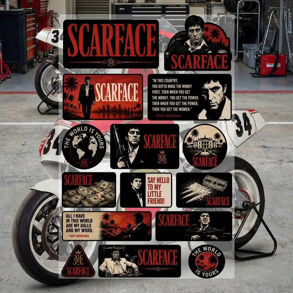 S-caR-face Ästhetische Graffiti-Aufkleber Wasserfeste PVC-Sticker für Auto Motorrad Skateboard Helm Notizbuch