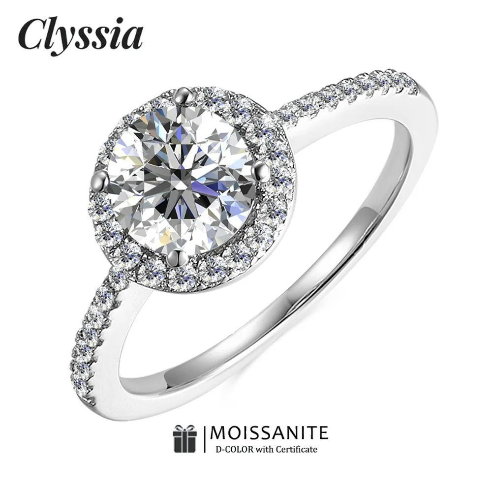 

Кольцо CLYSSIA с муассанитом, выращенные в лаборатории бриллианты, стерлинговое серебро 925 пробы, белое золото 18 карат, прочный блестящий подарок на юбилей