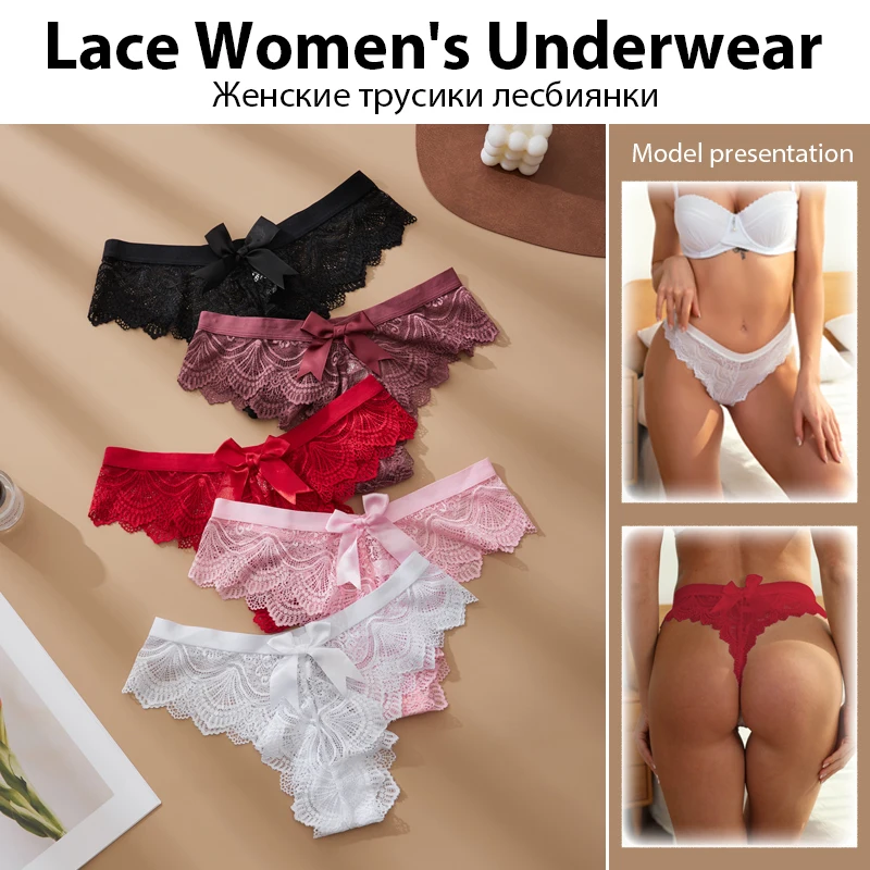 3PCS Sexy Weibliche Dessous Mode Spitze frauen Tanga Solide Atmungsaktive G Strings Frau Exquisite Bogen Zubehör Niedrigen Taille s-XL