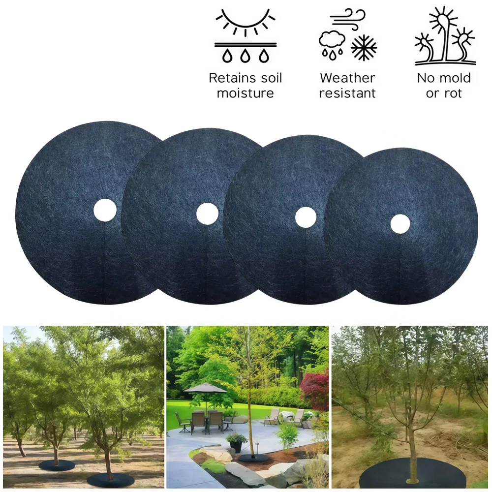 Gardening Fabric Weed Control, 15cm-62cm,Non-Woven Tree Mulch Ring Weeding Barrier, Protector Mat, Plant Cover, Anti Grass