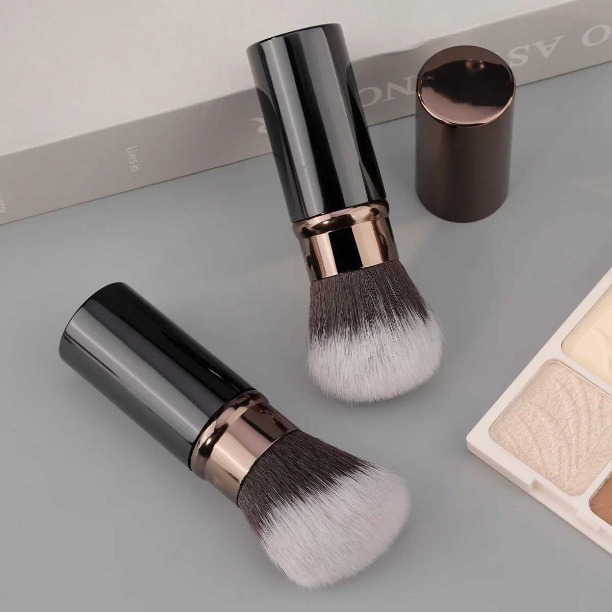 1/2 قطعة فرش ماكياج المهنية قابل للسحب أحمر الخدود مسحوق الأساس الوجه المخفي كابوكي فرشاة للمكياج أدوات التجميل #1