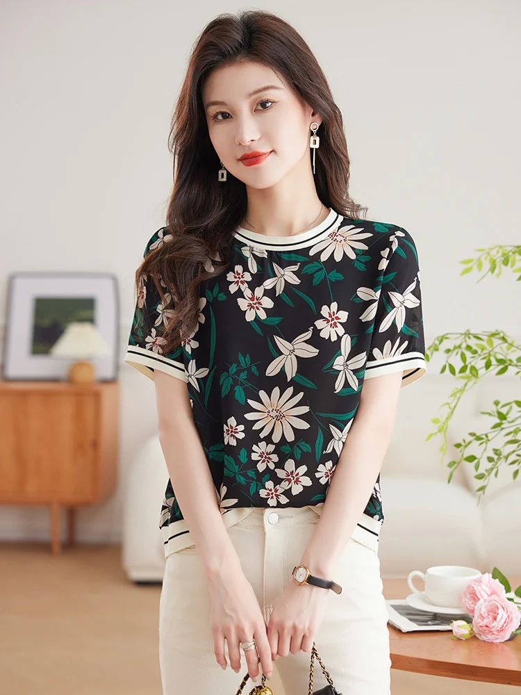 

Floral T Shirt Women 2024 Summer Clothes For Women Pullovers Tees Top Women's T-shirt