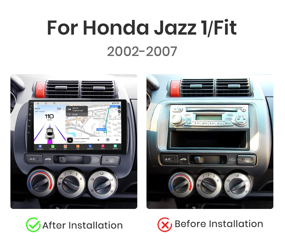 Junsun Qualcomm 8-Core 360 ° Panoramakamera, kabellos, CarPlay, Android-Auto-Radio für Honda Fit Jazz City 2002 2003, 2004–2007 – Detail 3