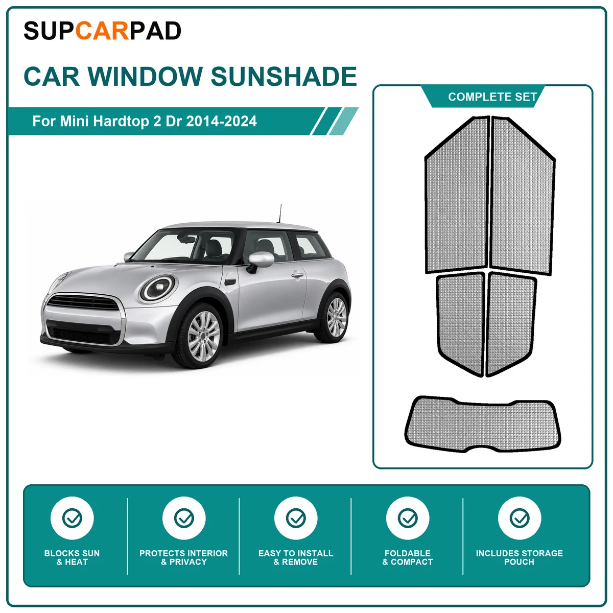 For Mini Hardtop 2 Dr 2014-2024 Full Set Car Window Sunshades UV Block Privacy Heat Insulated Foldable Car Curtain