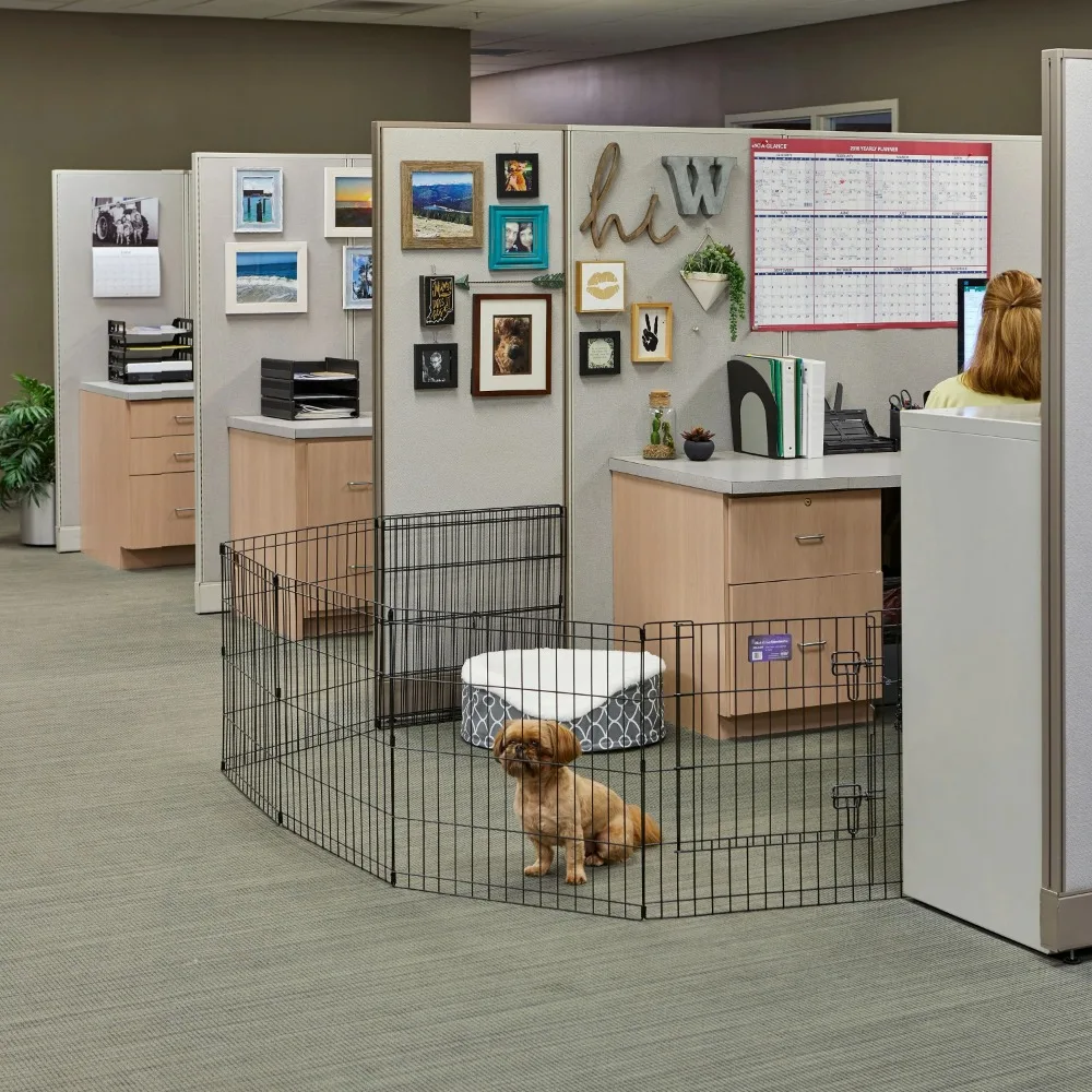 

Foldable Metal Exercise Pet Dog Playpen Without Door, 24" High, Easy set-up & no tools required for assembly.