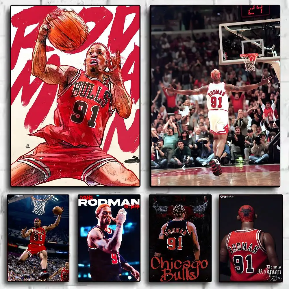 1PC Basketball Star D-Dennis Rodman Poster HD Art Sticky Wall Waterproof Home Living Room Bedroom Bar Aesthetic Decoration