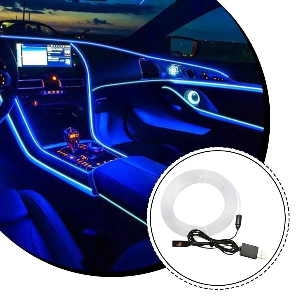 

Гибкая неоновая лента для автомобиля, атмосферная подсветка, питание от USB, декоративная полоса для приборной панели и дверных панелей, улучшение интерьера автомобиля
