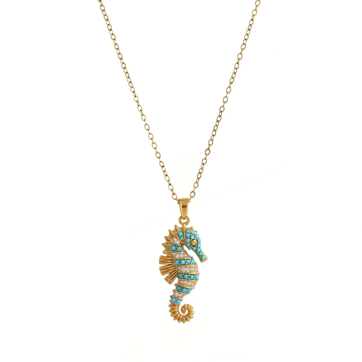 Boho Türkis Kristall Meereslebewesen Halskette Seestern Muschel Anhänger Halskette Sommer Strand Accessoires – Detail 7