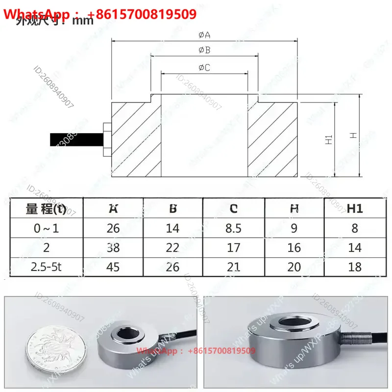 JHBM-4  JUNO Ring Weighing Load Cell JHBM-4 Through-hole Forklift Weight Bolt Preload Pressure Detection