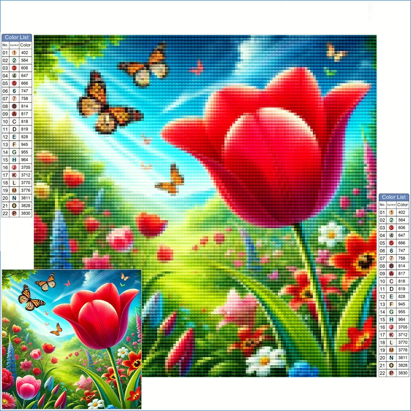 

Diamond Painting Novelty 2025 Vibrant And Colorful Tulip Garden Diamond Art Fantasy Mosaic For Children Needlework Handmade Gift