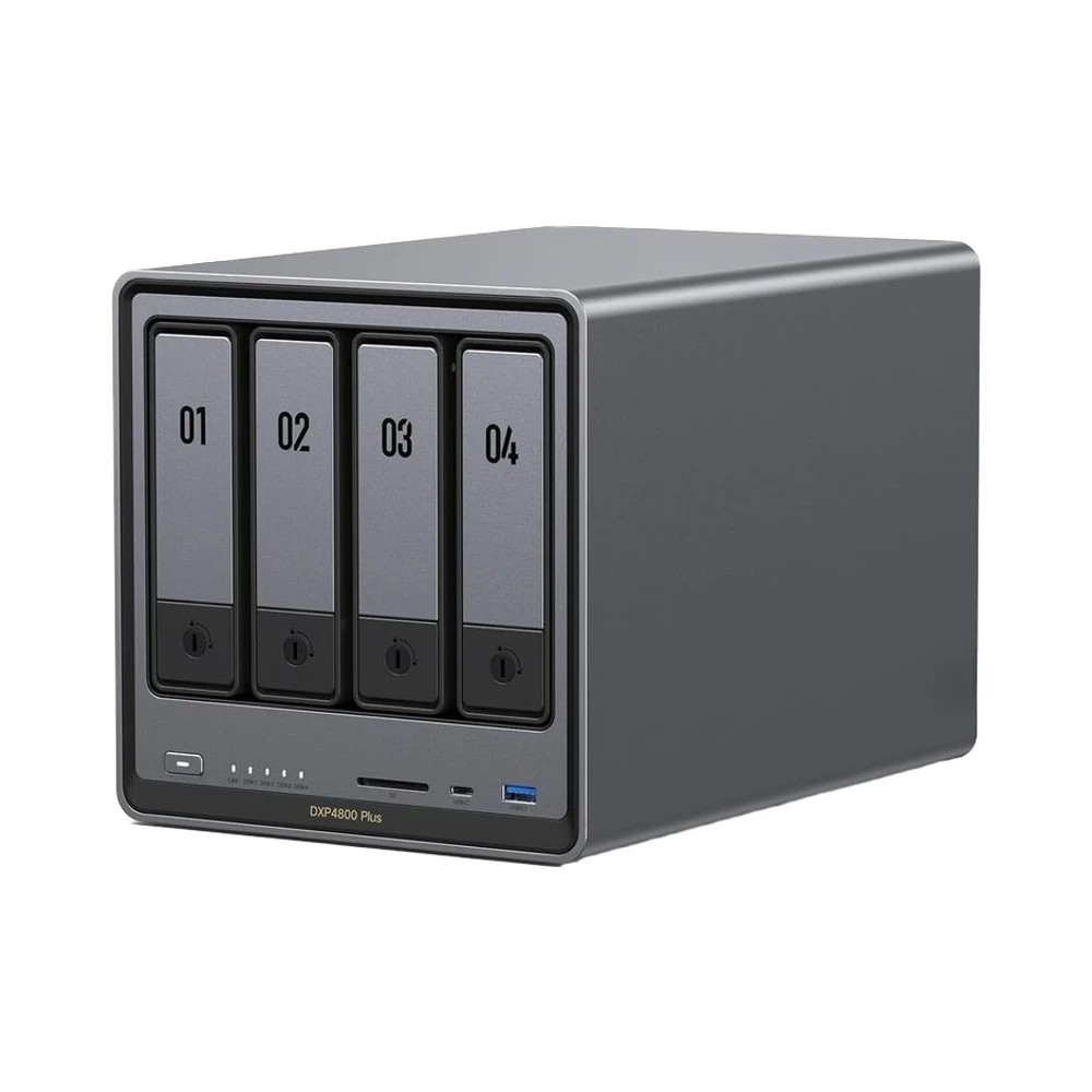 NASync DXP4800 Plus 4-Bay NAS Gold 8505 16GB DDR5 128GB SSD 10GbE/2.5GbE Dual M.2 NVMe 4K Multimedia