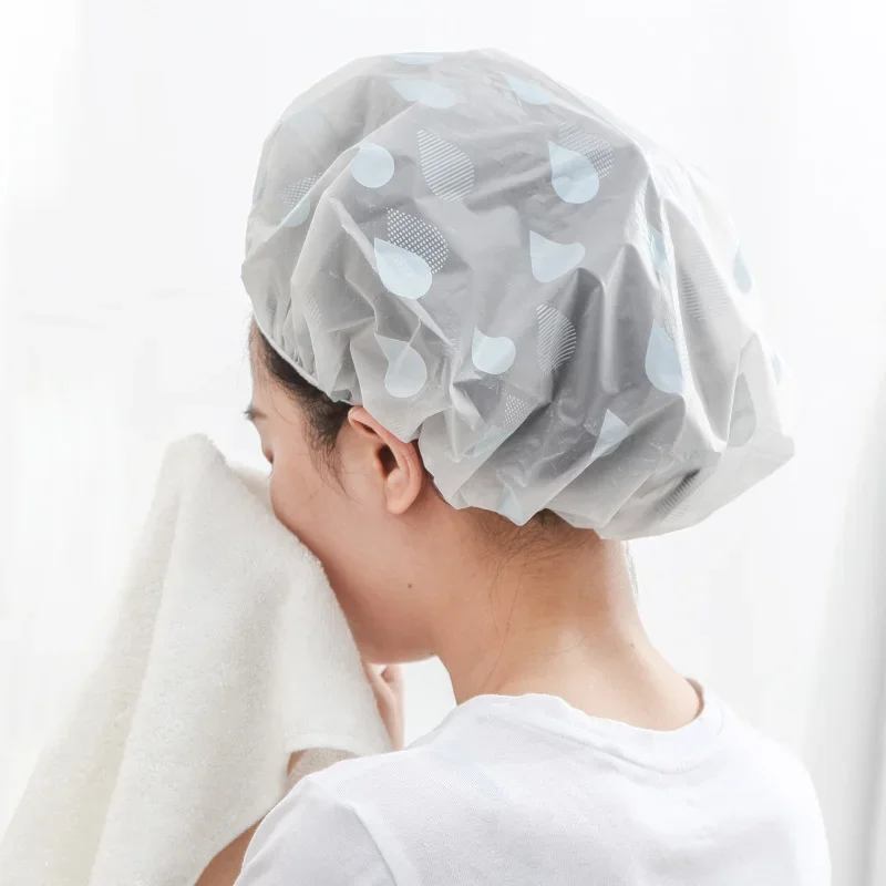 Premium Extra Thick Shower Cap for Women - 3 Pack Reusable Waterproof Bathing Caps with Elastic Band for Salon, SPA, Swimming